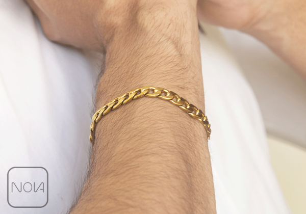دستبند-استیل-کارتیر-مردانه-طلایی