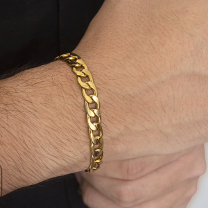دستبند-استیل-کارتیر-مردانه-طلایی